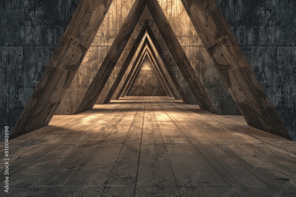 Aufkleber a room with a unique triangle shaped ceiling, perfect for architectural or interior design concepts
