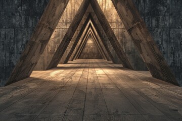 Obraz premium A room with a unique triangle shaped ceiling, perfect for architectural or interior design concepts