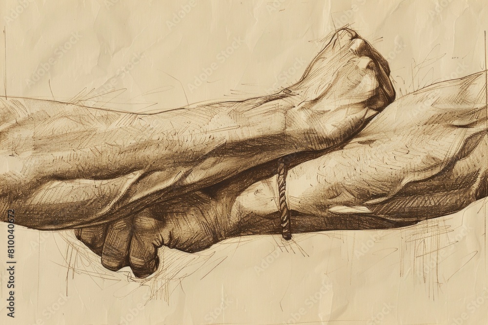 Aufkleber Two hands clasped in unity. Ideal for illustrating teamwork and support concepts