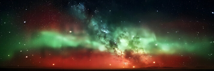 A rare atmospheric phenomenon in the mesosphere, showcasing bright airglow layers in vibrant green and red hues