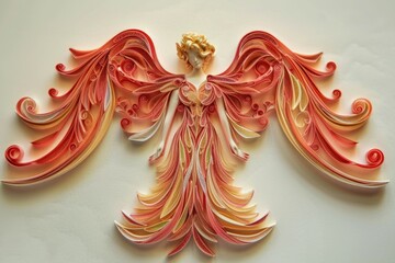 Paper angel sculpture on a wall, suitable for religious or artistic concepts