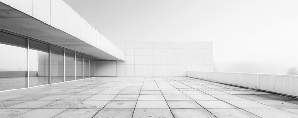 minimalist travel destination photography featuring a white building and wall against a white sky