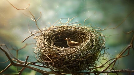 Nest in a Branching Haven Symbolizes Empty Nest Syndrome Transition and Personal Growth Opportunities