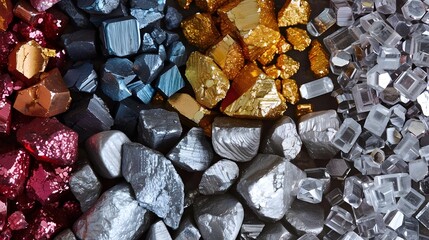 Vibrant Assortment of Metallic,Nonmetallic,and Metalloid Mineral Specimens Showcasing the Diverse Beauty of the Periodic Table