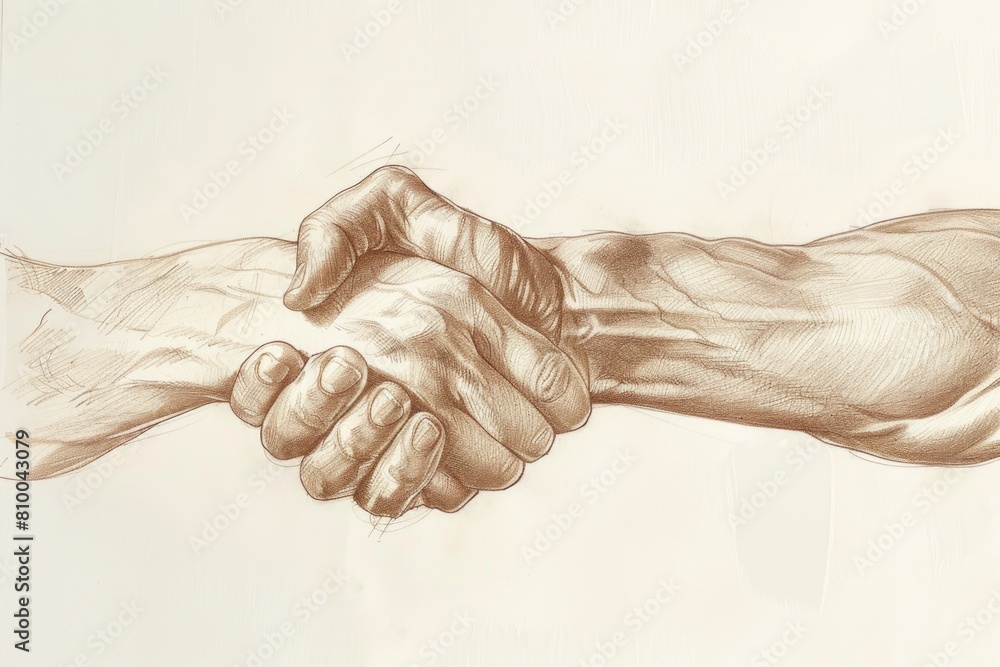 Aufkleber A drawing of two hands holding each other. Perfect for unity and support concepts