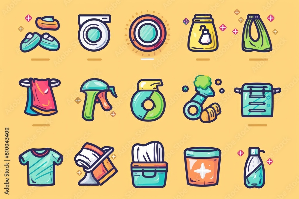 Poster Collection of different objects on vibrant yellow backdrop. Perfect for design projects