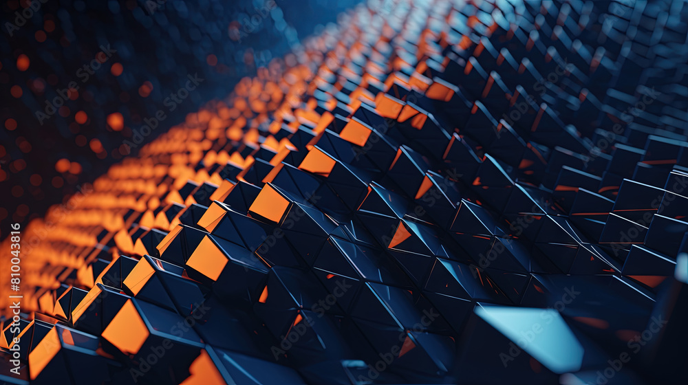 Aufkleber Abstract background with structure of neon triangles and technology style.