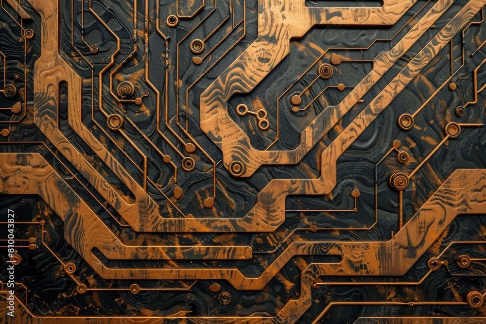Poster Detailed view of an electronic circuit board. Ideal for technology and engineering concepts