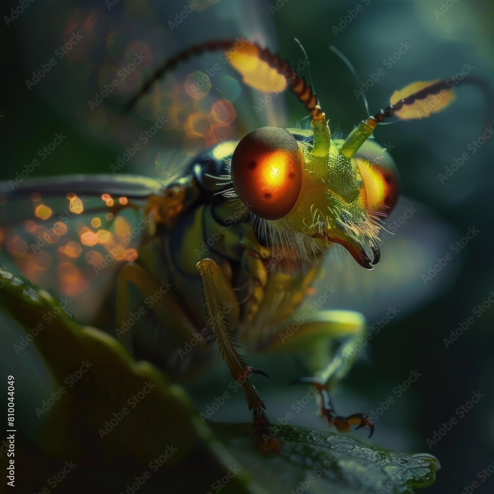 Aufkleber close up of a bug on a leaf, suitable for nature themes