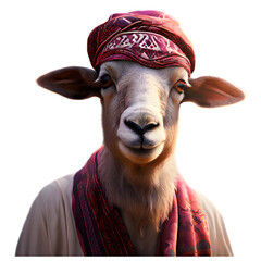 Lamb Muslim Dress Up isolated Ai generated.