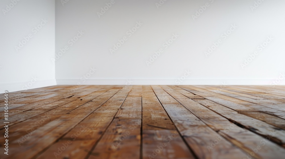 Poster a simple, empty room with a wooden floor. suitable for various design concepts