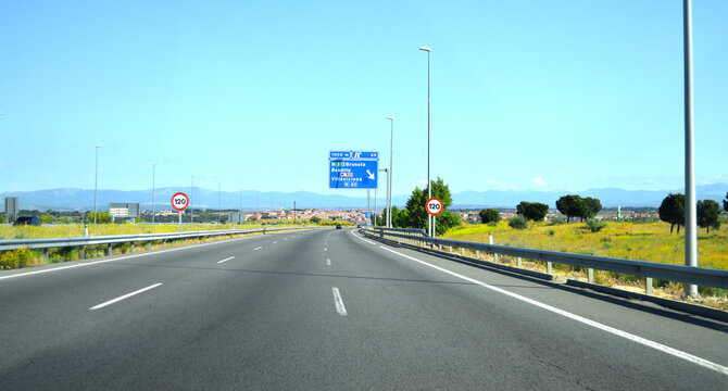 AP-6 Northwest Highway toward Segovia, Community of Madrid, Spain. Exit 69 toward Brunete, Boadilla, and Villaviciosa. 