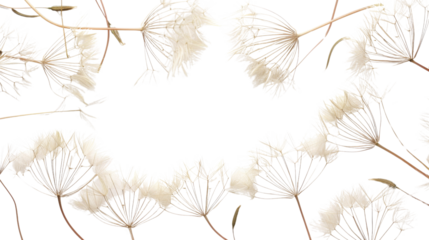 Dandelion seeds on white background