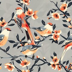 Birds perched on a tree branch, suitable for nature themes