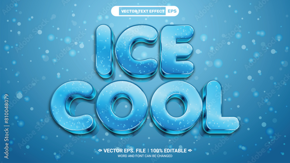 Poster frozen style ice cool editable 3d vector text effect