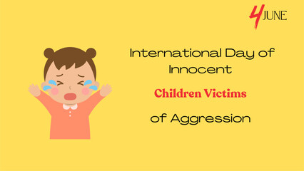 International Day of Innocent Children Victims of Aggression Vector Illustration on 4 June with Kids Sad Pensive and Cries in Flat Cartoon Background