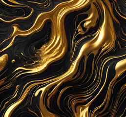 Swirling golden and black abstract art, Mesmerizing background