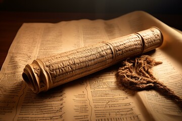 Torah papyrus background. Scroll jewish. Generate Ai