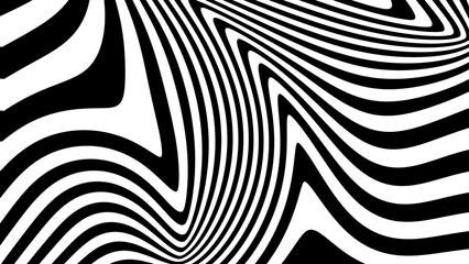 abstract seamless monochrome diagonal black psychedelic optical illusion wave line pattern design.