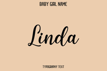 Linda Baby Girl Name - Handwritten Cursive Lettering Modern Text Typography