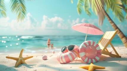 Summer Vacation Fun Holiday Relaxation Break Concept. Summer day background concept. copy space
