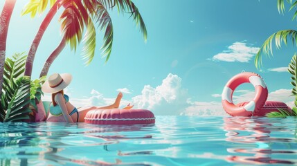 Summer Vacation Fun Holiday Relaxation Break Concept. Summer day background concept. copy space