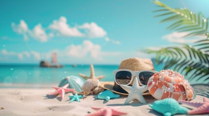 Summer Vacation Fun Holiday Relaxation Break Concept. Summer day background concept. copy space