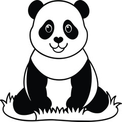 Cute panda coloring pages. Panda animal outline for coloring book. Panda line art