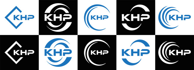 KHP et ,KHP logo. K H P design. White KHP letter. KHP, K H P letter logo design. Initial letter KHP letter logo set, linked circle uppercase monogram logo. K H P letter logo vector design.	