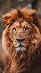 Fototapeta premium A lion with a long mane and a big nose