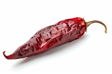 Desiccated Red Guajillo Chili. Isolated Dried Chili Pepper Ingredient on White Background with Copy