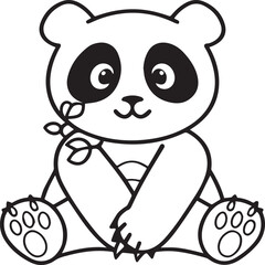 Cute panda coloring pages. Panda animal outline for coloring book. Panda line art