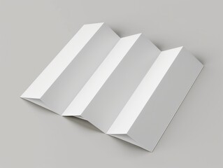 Blank White Z Fold Brochure Mockup Template Design: Square Booklet Mock-up with 3D Render