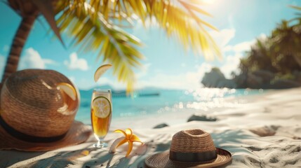 Summer Vacation Fun Holiday Relaxation Break Concept. Summer day background concept. copy space