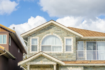 Fragment of luxury house with nice summer  landscape in Vancouver, Canada, North America. Day time.