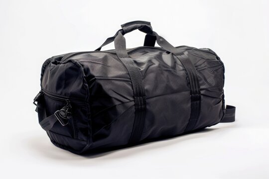 Classic Black Duffle Bag for Gym, Sports and Travel - Isolated on White Background