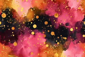 Abstract painting with gold dots, suitable for modern decor