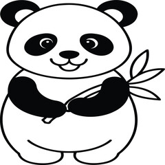 Cute panda coloring pages. Panda animal outline for coloring book. Panda line art