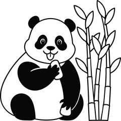 Cute panda coloring pages. Panda animal outline for coloring book. Panda line art