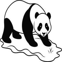Cute panda coloring pages. Panda animal outline for coloring book. Panda line art