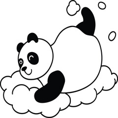 Cute panda coloring pages. Panda animal outline for coloring book. Panda line art