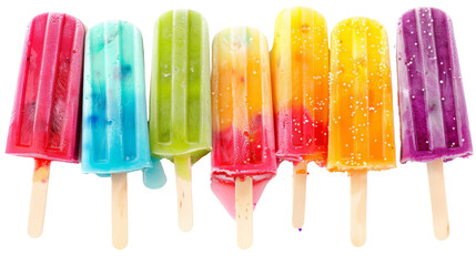 Colorful summer popsicles isolated on a white background png transparent