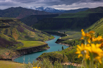 South Fork Boise River Idaho and Mountain Range