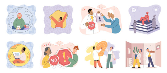 Obraz premium Personal zone vector illustration. Independence allows us to explore our personal uniqueness Feeling comfortable in our personal space promotes well being The personal zone concept emphasizes