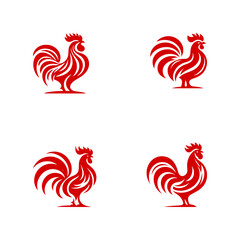 vector set of rooster logo (red)
