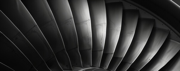 Turbine blades close-up in monochrome