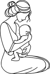Illustration mom and baby , mother care with her child, happy mother's day