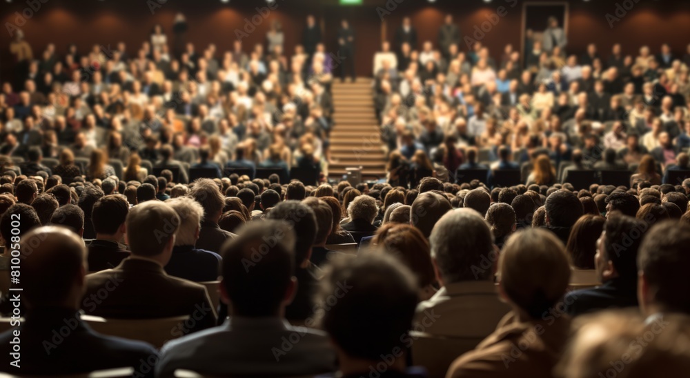 Wall mural a large crowd of people at a public business conference meeting or music event, banner