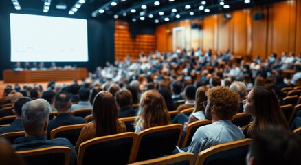 Banner, A large crowd of people are sitting in a theater watching a movie. The audience is diverse, with people of different ages and races. The atmosphere is lively and engaging
