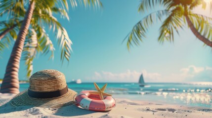 Summer Vacation Fun Holiday Relaxation Break Concept. Summer day background concept. copy space